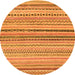 Round Machine Washable Abstract Orange Modern Area Rugs, wshabs2293org