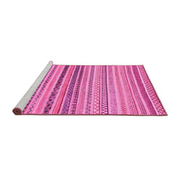 Sideview of Machine Washable Abstract Pink Modern Rug, wshabs2293pnk