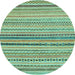 Round Abstract Light Blue Modern Rug, abs2293lblu