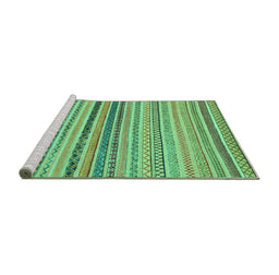 Sideview of Machine Washable Abstract Turquoise Modern Area Rugs, wshabs2293turq