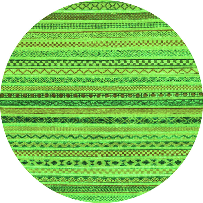 Round Abstract Green Modern Rug, abs2293grn
