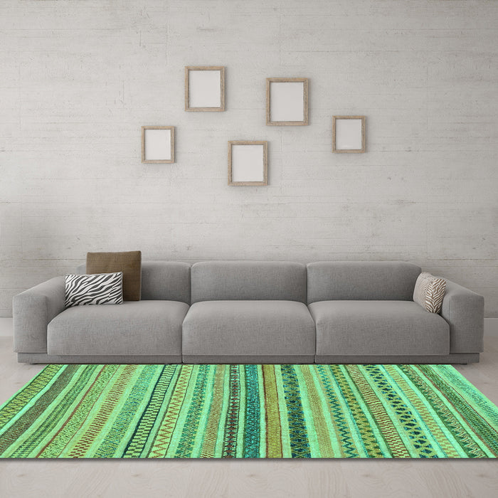 Machine Washable Abstract Turquoise Modern Area Rugs in a Living Room,, wshabs2293turq
