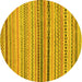 Round Machine Washable Abstract Yellow Modern Rug, wshabs2293yw