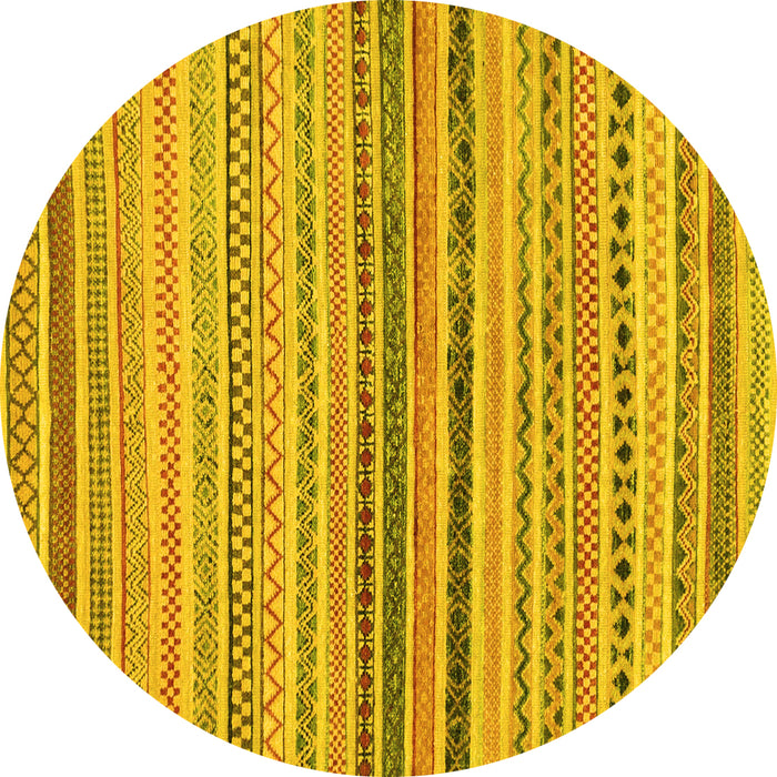 Round Abstract Yellow Modern Rug, abs2293yw
