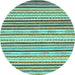 Round Machine Washable Abstract Light Blue Modern Rug, wshabs2294lblu