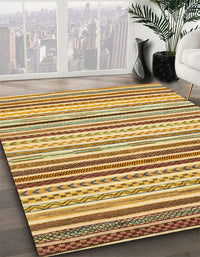 Abstract Chrome Gold Yellow Modern Rug, abs2294