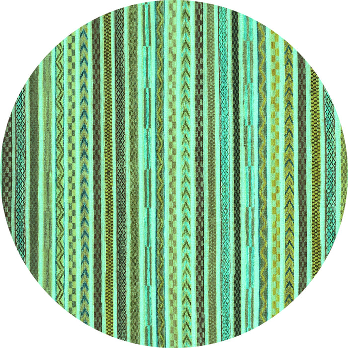 Round Machine Washable Abstract Turquoise Modern Area Rugs, wshabs2294turq
