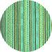 Round Abstract Turquoise Modern Rug, abs2294turq