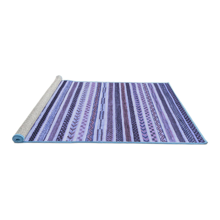 Sideview of Machine Washable Abstract Blue Modern Rug, wshabs2294blu