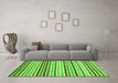 Machine Washable Abstract Green Modern Area Rugs in a Living Room,, wshabs2294grn