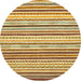 Round Abstract Chrome Gold Yellow Modern Rug, abs2294