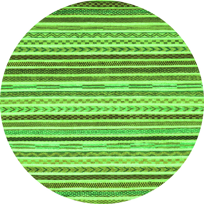 Round Machine Washable Abstract Green Modern Area Rugs, wshabs2294grn