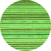 Round Machine Washable Abstract Green Modern Area Rugs, wshabs2294grn