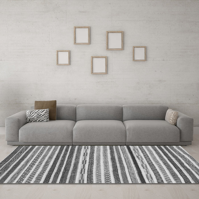 Machine Washable Abstract Gray Modern Rug in a Living Room,, wshabs2294gry