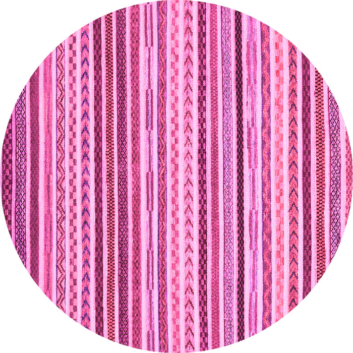 Round Machine Washable Abstract Pink Modern Rug, wshabs2294pnk