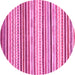 Round Machine Washable Abstract Pink Modern Rug, wshabs2294pnk