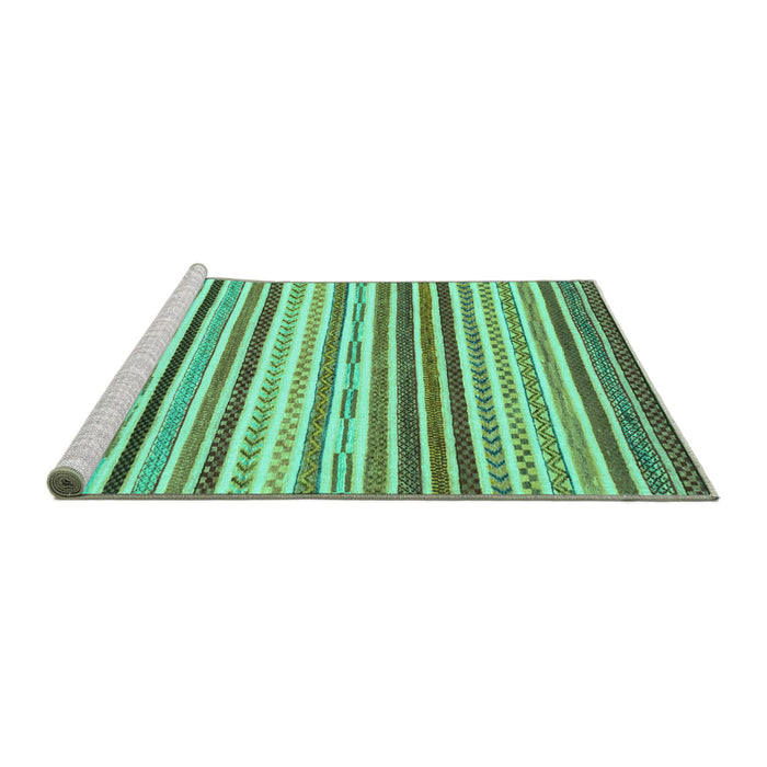 Sideview of Machine Washable Abstract Turquoise Modern Area Rugs, wshabs2294turq