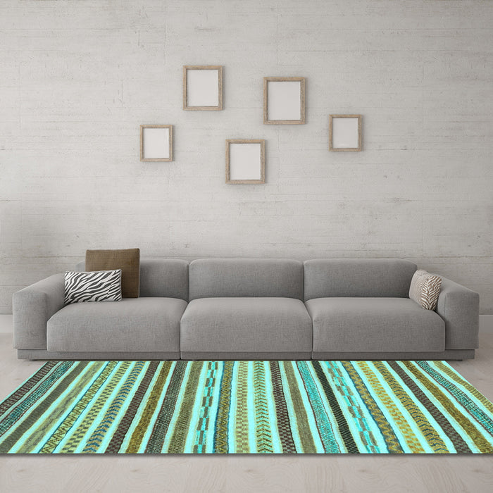 Machine Washable Abstract Light Blue Modern Rug in a Living Room, wshabs2294lblu