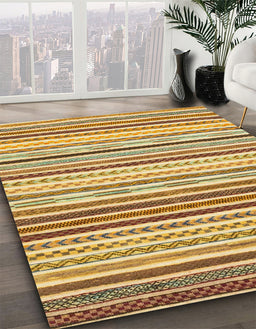 Machine Washable Abstract Chrome Gold Yellow Rug in a Family Room, wshabs2294
