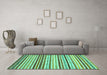 Machine Washable Abstract Turquoise Modern Area Rugs in a Living Room,, wshabs2294turq