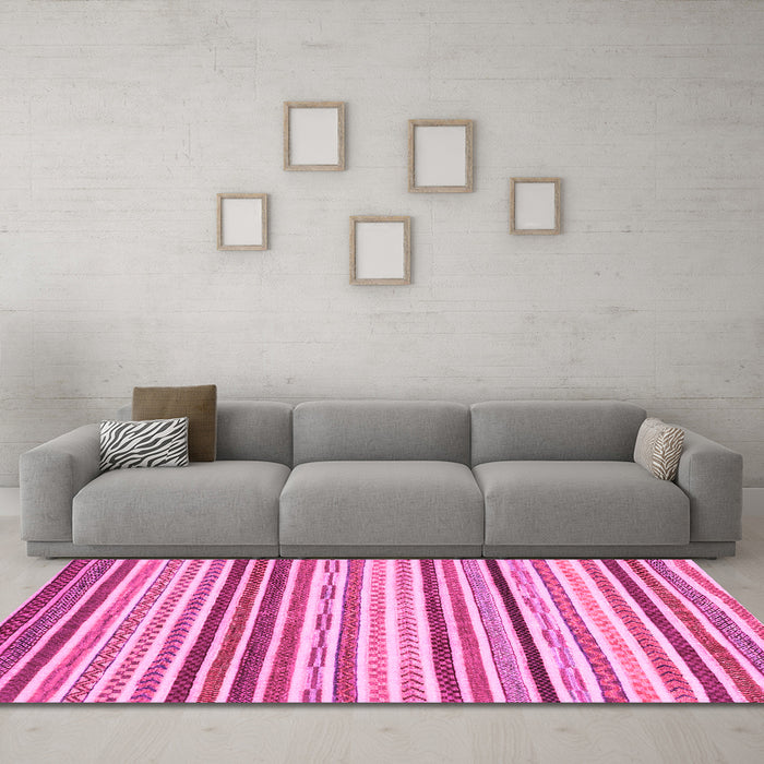 Machine Washable Abstract Pink Modern Rug in a Living Room, wshabs2294pnk