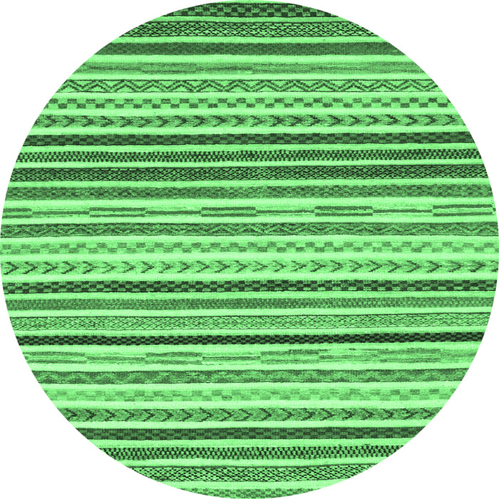 Round Machine Washable Abstract Emerald Green Modern Area Rugs, wshabs2294emgrn