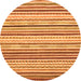 Round Machine Washable Abstract Orange Modern Area Rugs, wshabs2294org