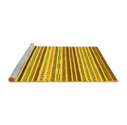 Sideview of Machine Washable Abstract Yellow Modern Rug, wshabs2294yw
