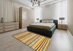 Machine Washable Abstract Chrome Gold Yellow Rug in a Bedroom, wshabs2294