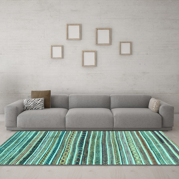 Machine Washable Abstract Light Blue Modern Rug in a Living Room, wshabs2295lblu