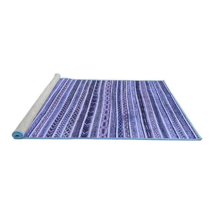 Sideview of Machine Washable Abstract Blue Modern Rug, wshabs2295blu