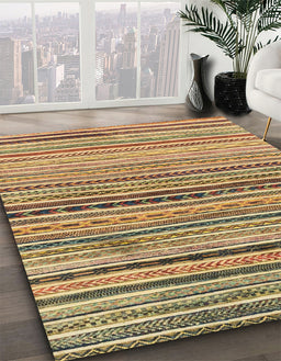 Machine Washable Abstract Saddle Brown Rug in a Family Room, wshabs2295