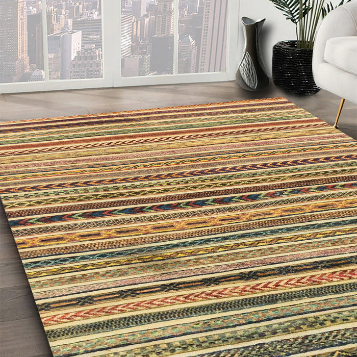 Machine Washable Abstract Saddle Brown Rug in a Family Room, wshabs2295