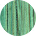 Round Abstract Turquoise Modern Rug, abs2295turq