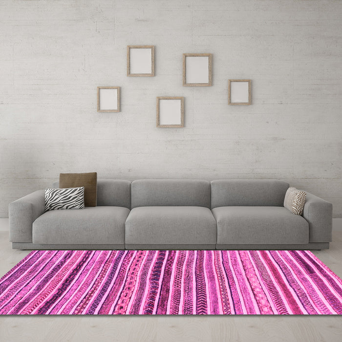 Machine Washable Abstract Pink Modern Rug in a Living Room, wshabs2295pnk