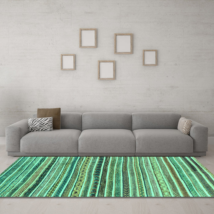 Machine Washable Abstract Turquoise Modern Area Rugs in a Living Room,, wshabs2295turq