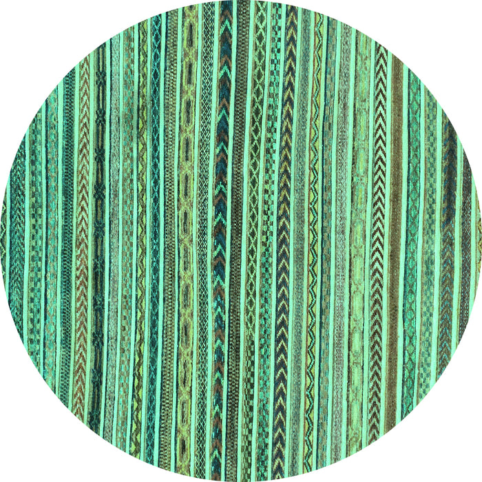 Round Machine Washable Abstract Turquoise Modern Area Rugs, wshabs2295turq