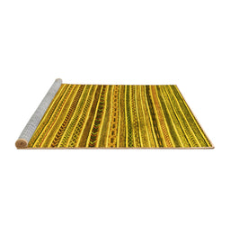 Sideview of Machine Washable Abstract Yellow Modern Rug, wshabs2295yw