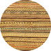 Round Abstract Saffron Yellow Modern Rug, abs2296