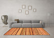 Machine Washable Abstract Orange Modern Area Rugs in a Living Room, wshabs2296org