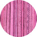 Round Machine Washable Abstract Pink Modern Rug, wshabs2296pnk