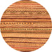 Round Machine Washable Abstract Orange Modern Area Rugs, wshabs2296org