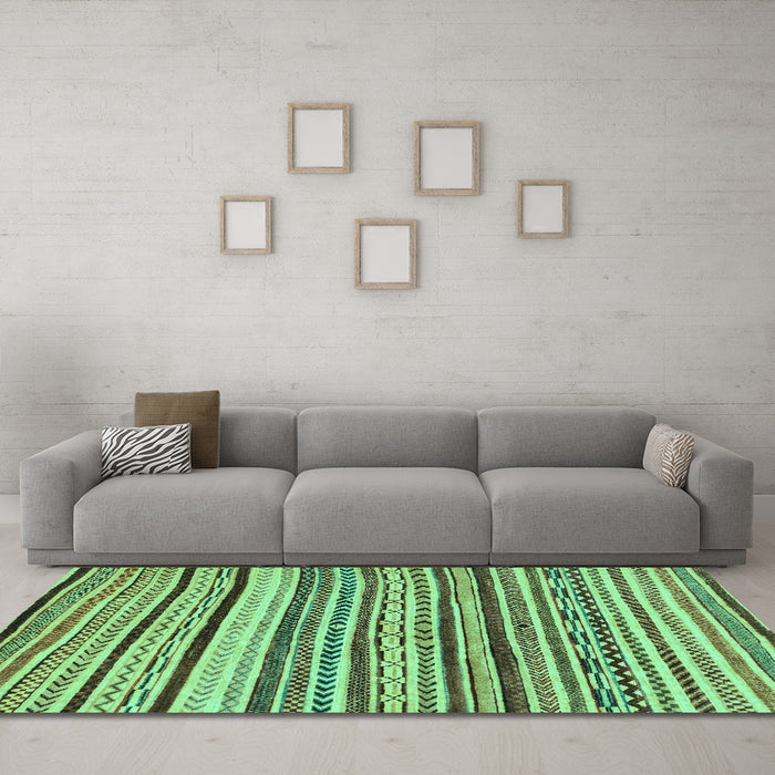 Machine Washable Abstract Turquoise Modern Area Rugs in a Living Room,, wshabs2296turq