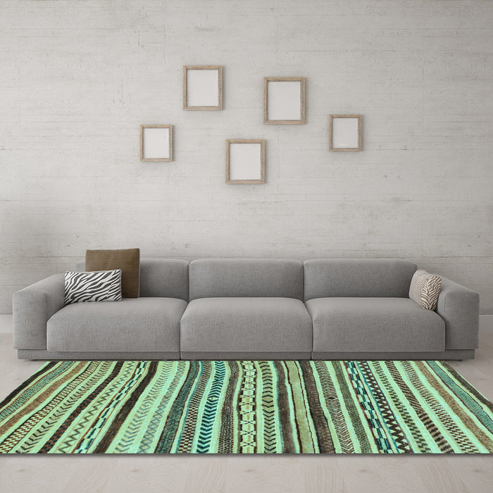 Machine Washable Abstract Light Blue Modern Rug in a Living Room, wshabs2296lblu
