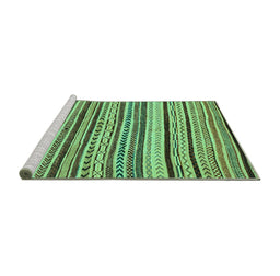 Sideview of Machine Washable Abstract Turquoise Modern Area Rugs, wshabs2296turq