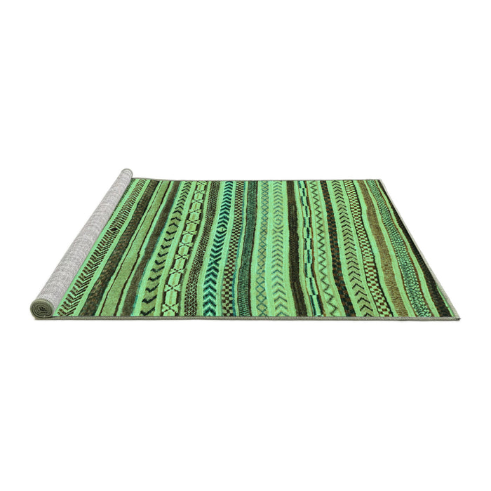 Sideview of Machine Washable Abstract Turquoise Modern Area Rugs, wshabs2296turq