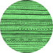 Round Machine Washable Abstract Emerald Green Modern Area Rugs, wshabs2296emgrn