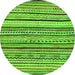 Round Machine Washable Abstract Green Modern Area Rugs, wshabs2296grn