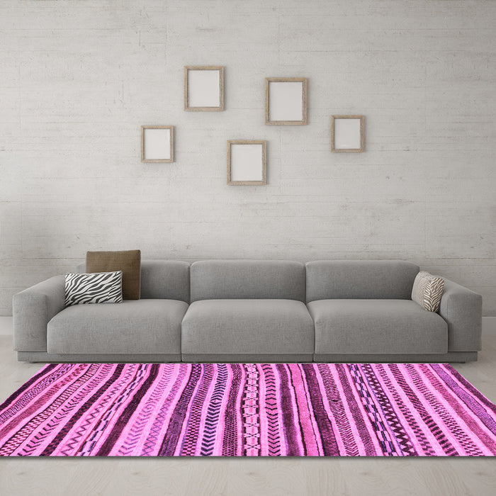 Machine Washable Abstract Purple Modern Area Rugs in a Living Room, wshabs2296pur