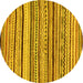 Round Machine Washable Abstract Yellow Modern Rug, wshabs2296yw